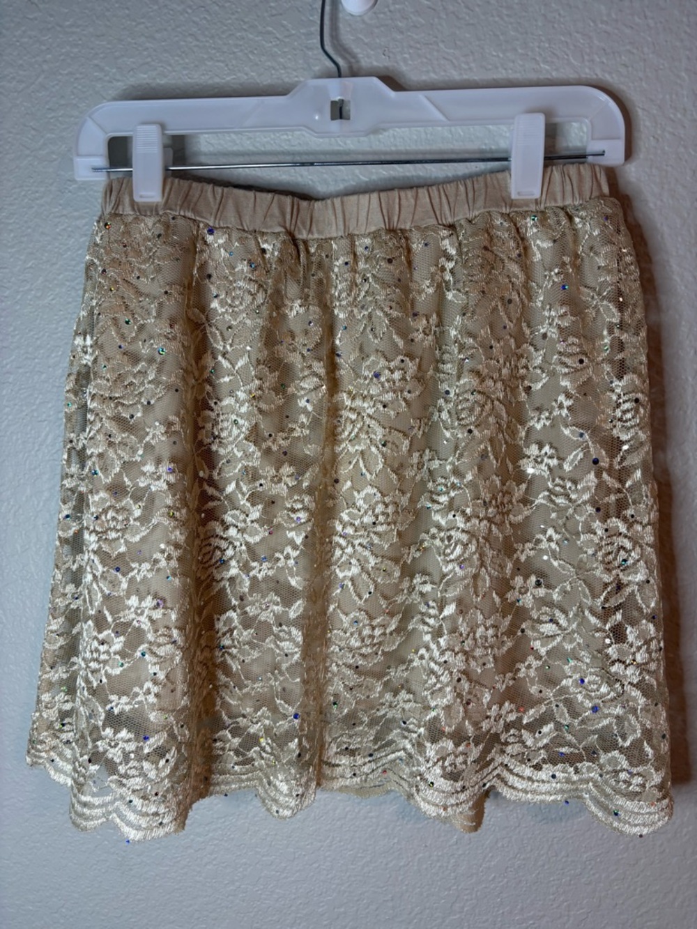 B Jewel Champagne Gold Lace Circle Skirt